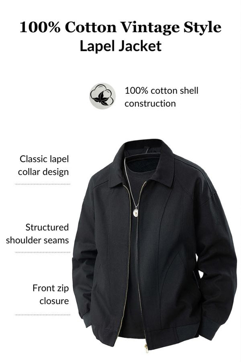 100% Cotton Vintage Style Lapel Jacket - Image 6