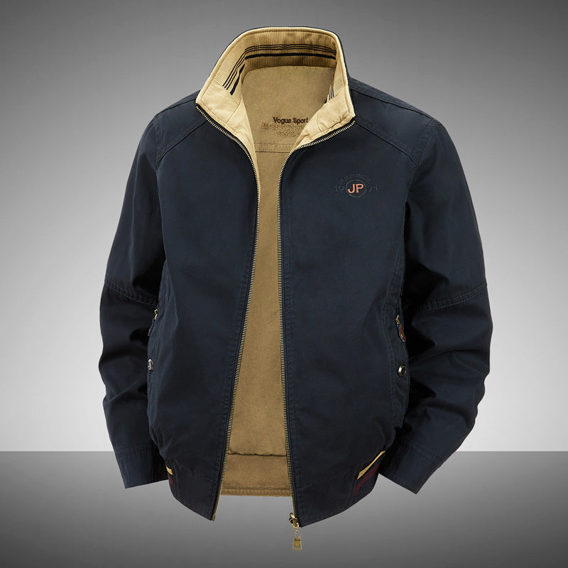 Cotton Reversible Stand Collar Jacket - Image 2