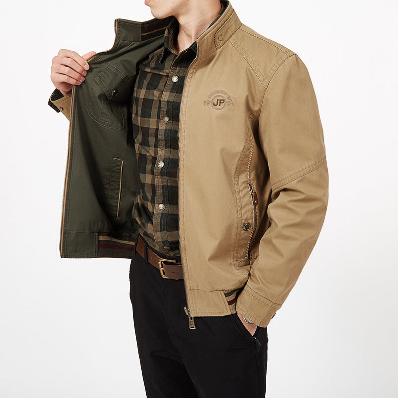 Cotton Reversible Stand Collar Jacket - Image 7