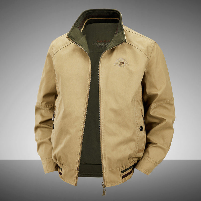 Cotton Reversible Stand Collar Jacket - Image 4