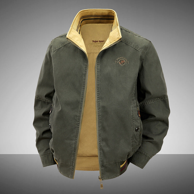 Cotton Reversible Stand Collar Jacket - Image 3
